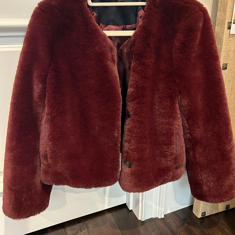 J. Crew Plush Burgundy Teddy Jacket